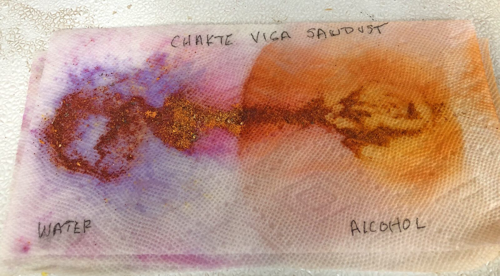 Extraction du pigment de Chakté Viga dans l'eau et l'alcool, Engnald 2020